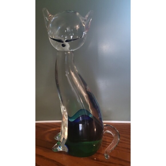 Murano Glass -Felix the Cute Kitten in Aquamarine Murano Glass - Picture 2 of 7